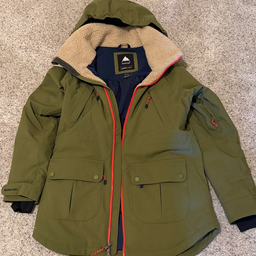 Burton Women’s Green Snow Jacket with Orange Accents